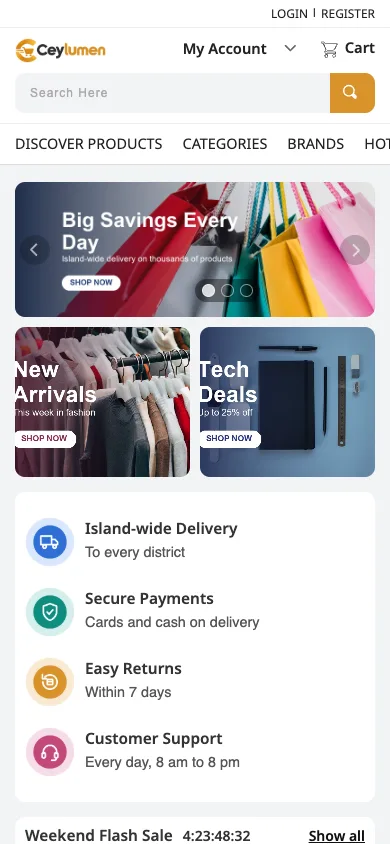 Ceylumen storefront home page on a phone